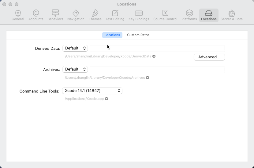 Xcode Locations